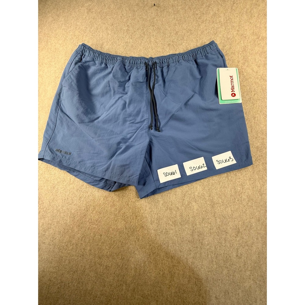 NWT Marmot Mens Blue Outdoor Hiking Swim Shorts XL Elastic Waist Drawstring